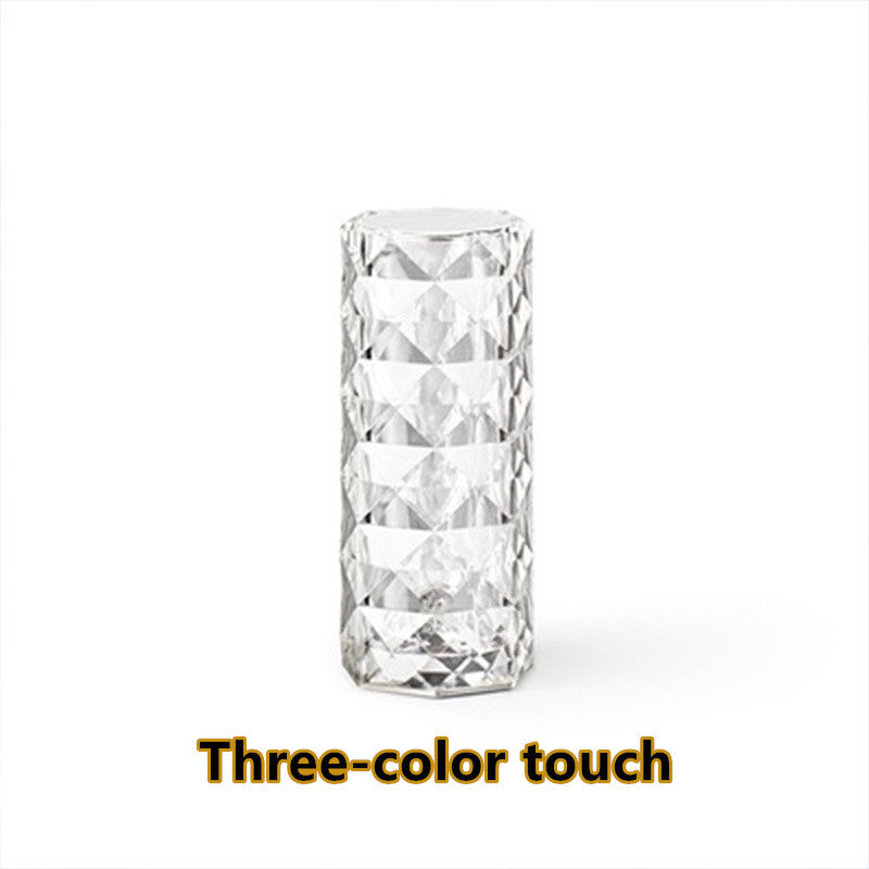 Nordic Crystal Lamp USB Table Lamps Bedroom Touch Dimming Atmosphere Diamond Night Light Rose Projector Lamp Decor - Astoxia Official