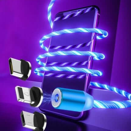 Compatible with Apple, Flowing Ligh Magnetic Streamer Data Line Cable for Iphone Android Typec - Astoxia Official