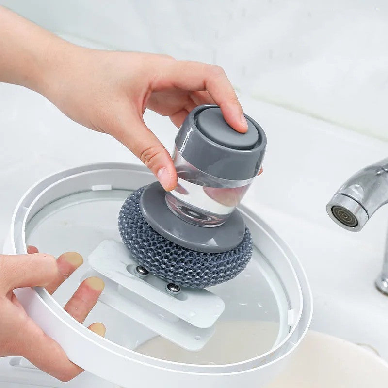 Kitchen Soap Dispensing Palm Brush Cleaner Push-type Brush Kitchen Detergent Tools - Astoxia Official