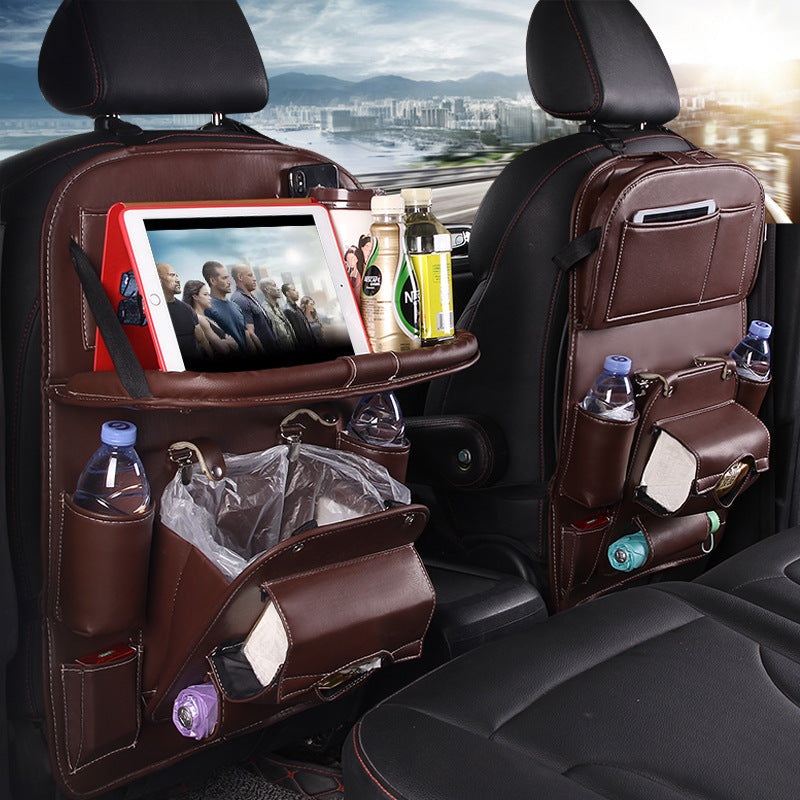 PU Leather Car Storage Bag Multifunction Seat Back Tray Hanging Bag Waterproof Car Organizer Automotive Interior Accessories - Astoxia Official