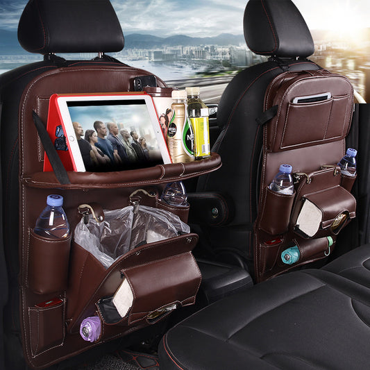 PU Leather Car Storage Bag Multifunction Seat Back Tray Hanging Bag Waterproof Car Organizer Automotive Interior Accessories - Astoxia Official