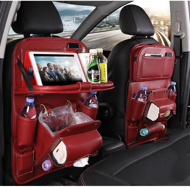 PU Leather Car Storage Bag Multifunction Seat Back Tray Hanging Bag Waterproof Car Organizer Automotive Interior Accessories - Astoxia Official