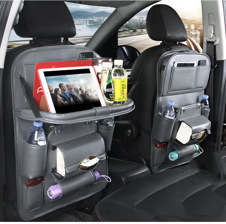 PU Leather Car Storage Bag Multifunction Seat Back Tray Hanging Bag Waterproof Car Organizer Automotive Interior Accessories - Astoxia Official