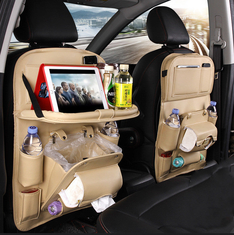 PU Leather Car Storage Bag Multifunction Seat Back Tray Hanging Bag Waterproof Car Organizer Automotive Interior Accessories - Astoxia Official