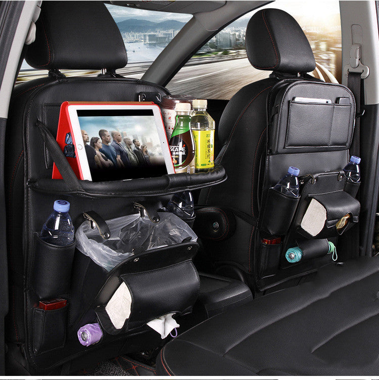 PU Leather Car Storage Bag Multifunction Seat Back Tray Hanging Bag Waterproof Car Organizer Automotive Interior Accessories - Astoxia Official