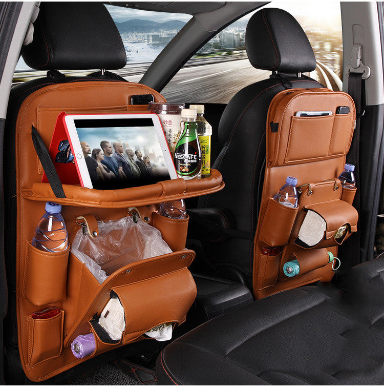 PU Leather Car Storage Bag Multifunction Seat Back Tray Hanging Bag Waterproof Car Organizer Automotive Interior Accessories - Astoxia Official