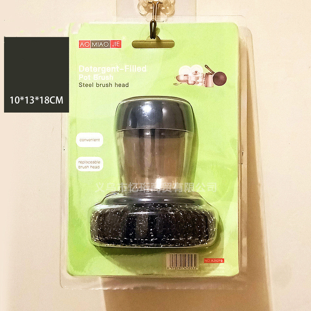 Kitchen Soap Dispensing Palm Brush Cleaner Push-type Brush Kitchen Detergent Tools - Astoxia Official