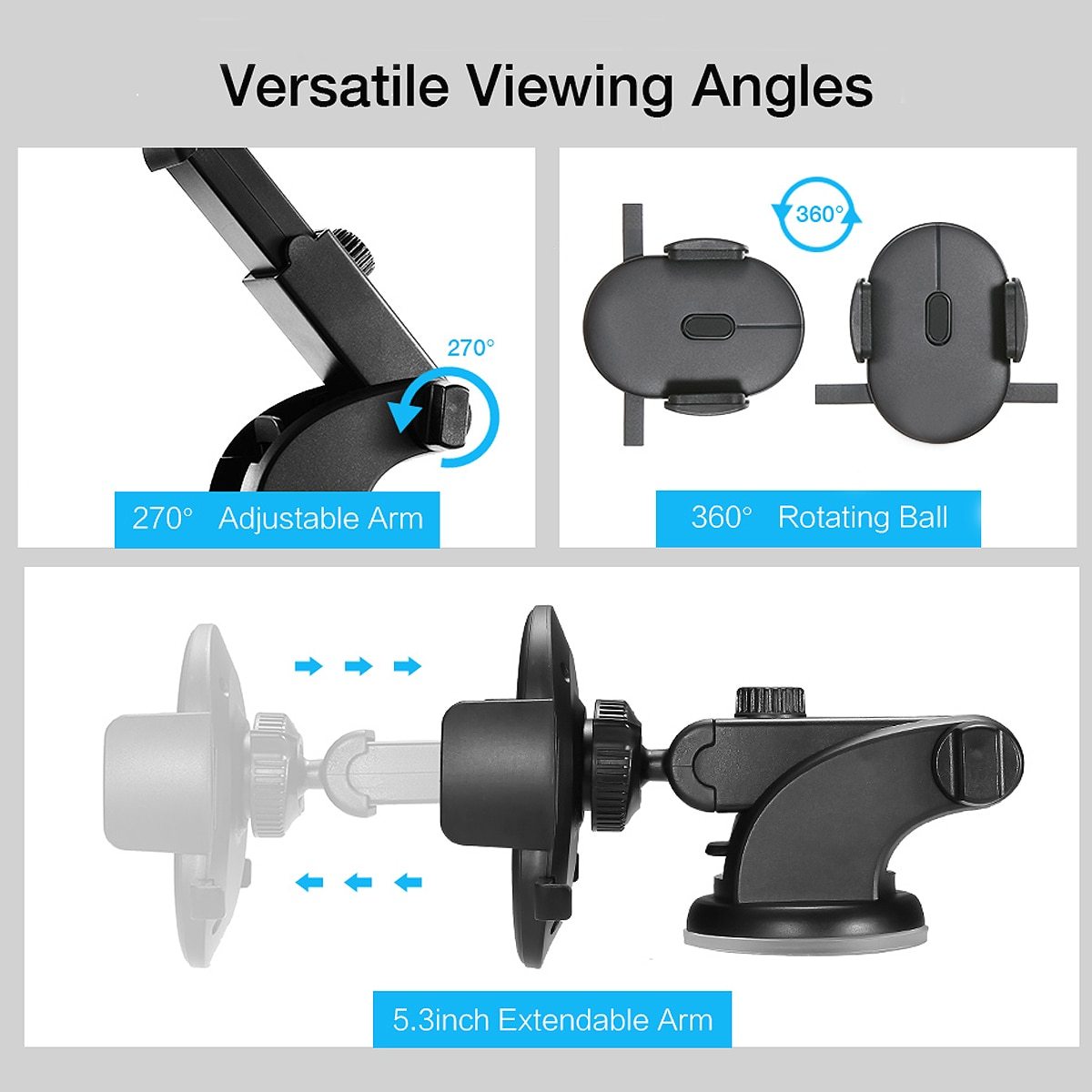 Car Phone Holder Long Rod Telescopic Car Dashboard Suction Cup Type - Astoxia Official