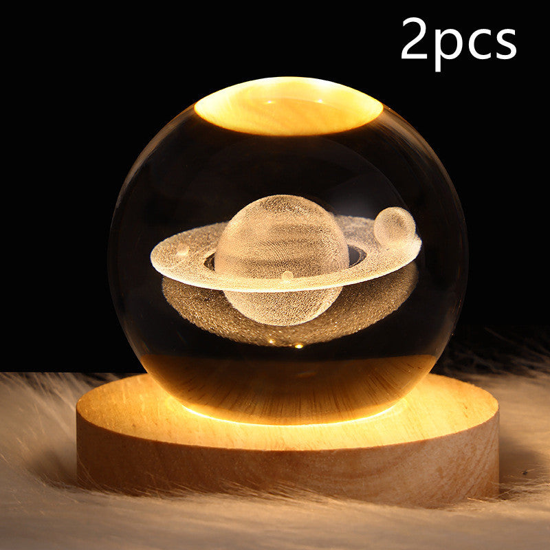 LED Night Light Galaxy Crystal Ball Table Lamp 3D Planet Moon Lamp Bedroom Home Decor For Kids Party Children Birthday Gifts - Astoxia Official