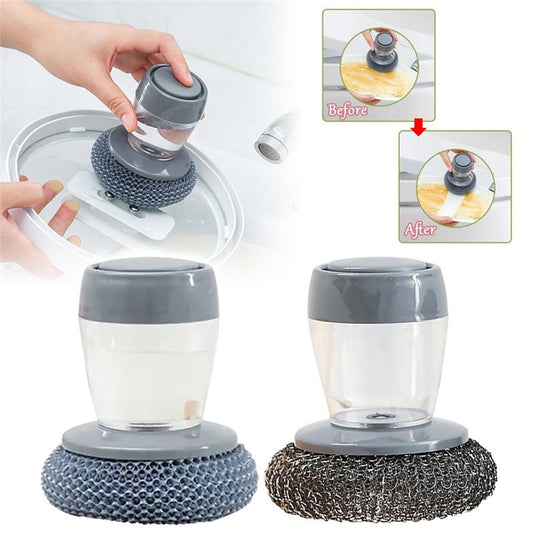Kitchen Soap Dispensing Palm Brush Cleaner Push-type Brush Kitchen Detergent Tools - Astoxia Official