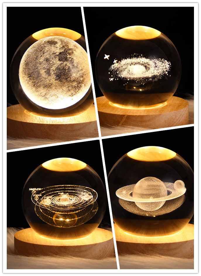 LED Night Light Galaxy Crystal Ball Table Lamp 3D Planet Moon Lamp Bedroom Home Decor For Kids Party Children Birthday Gifts - Astoxia Official