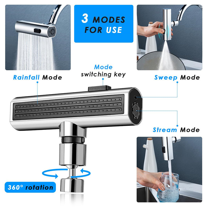 Kitchen Faucet Waterfall Outlet Splash Proof Universal Rotating Bubbler Multifunctional Water Nozzle Extension Kitchen Gadgets - Astoxia Official