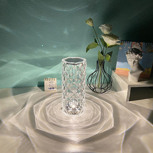 Nordic Crystal Lamp USB Table Lamps Bedroom Touch Dimming Atmosphere Diamond Night Light Rose Projector Lamp Decor - Astoxia Official