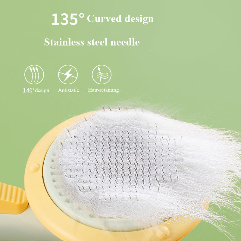 New Pet Cat Brush Hot Selling Hand-held Steel Wire Self-cleaning Comb Looper For Hair Removal - Astoxia Official