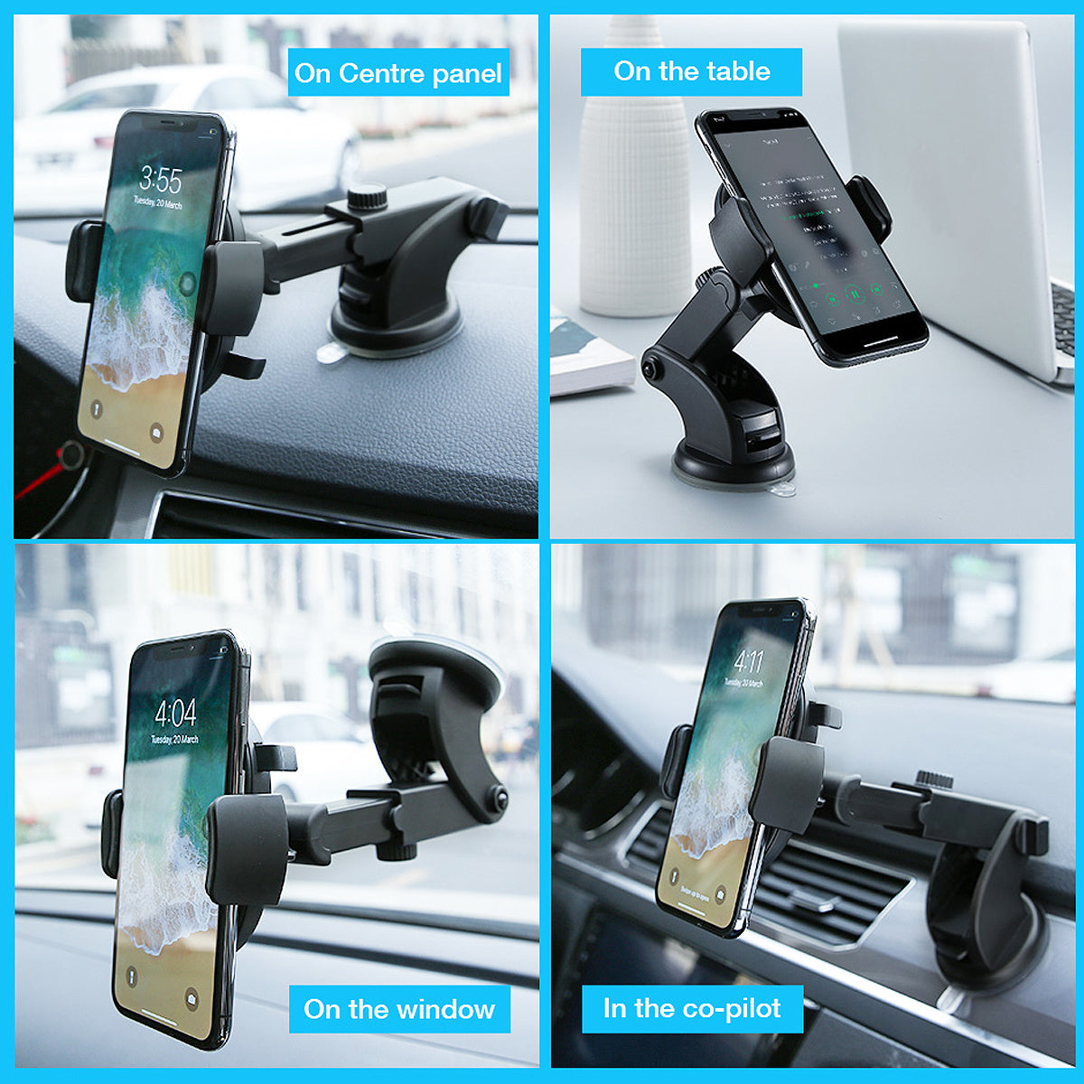 Car Phone Holder Long Rod Telescopic Car Dashboard Suction Cup Type - Astoxia Official