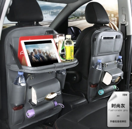 PU Leather Car Storage Bag Multifunction Seat Back Tray Hanging Bag Waterproof Car Organizer Automotive Interior Accessories - Astoxia Official