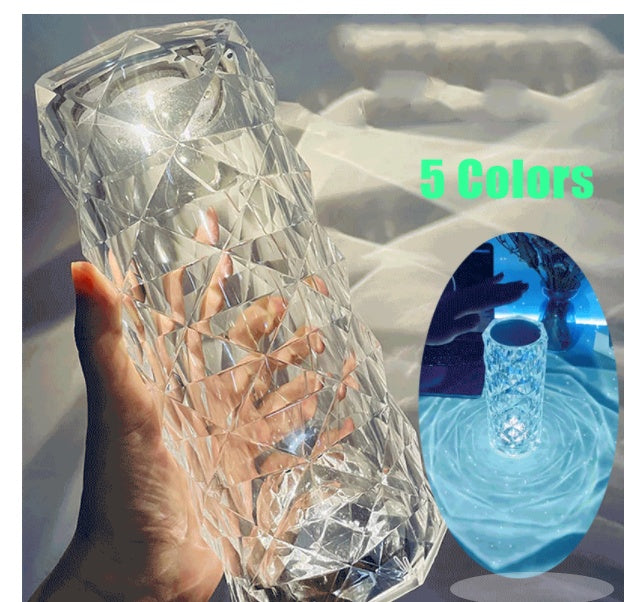 Nordic Crystal Lamp USB Table Lamps Bedroom Touch Dimming Atmosphere Diamond Night Light Rose Projector Lamp Decor - Astoxia Official