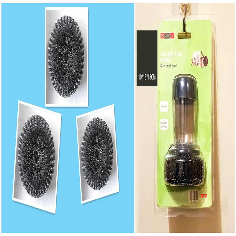 Kitchen Soap Dispensing Palm Brush Cleaner Push-type Brush Kitchen Detergent Tools - Astoxia Official