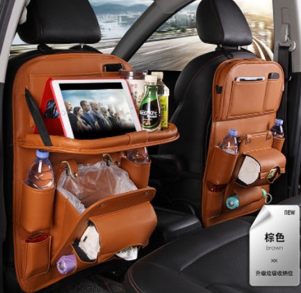 PU Leather Car Storage Bag Multifunction Seat Back Tray Hanging Bag Waterproof Car Organizer Automotive Interior Accessories - Astoxia Official