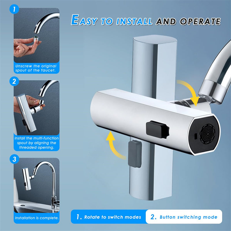 Kitchen Faucet Waterfall Outlet Splash Proof Universal Rotating Bubbler Multifunctional Water Nozzle Extension Kitchen Gadgets - Astoxia Official