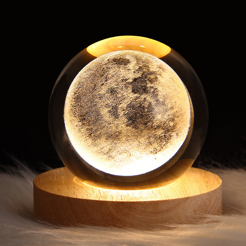 LED Night Light Galaxy Crystal Ball Table Lamp 3D Planet Moon Lamp Bedroom Home Decor For Kids Party Children Birthday Gifts - Astoxia Official