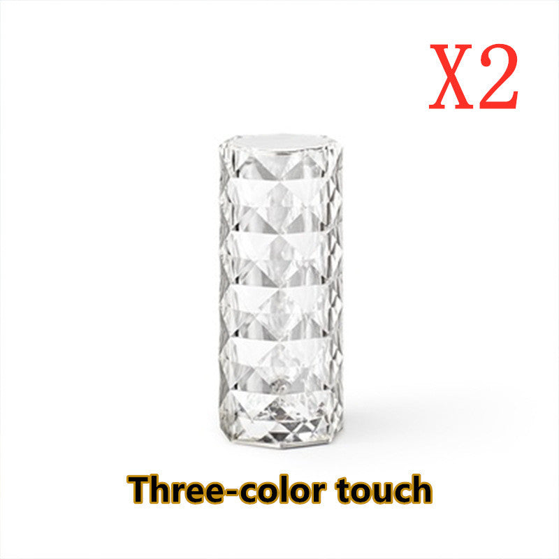 Nordic Crystal Lamp USB Table Lamps Bedroom Touch Dimming Atmosphere Diamond Night Light Rose Projector Lamp Decor - Astoxia Official